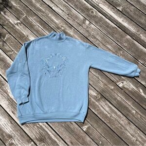 Chinawear by Morsly light blue floral embroidered turtleneck sweatshirt